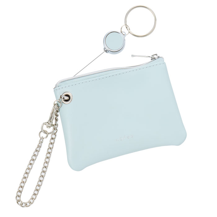 リール付キー＆パスポーチ キャンディブルー