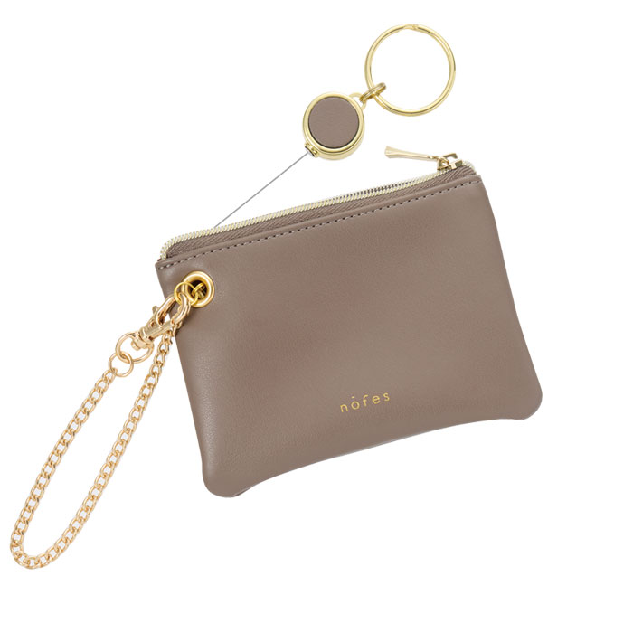 リール付キー＆パスポーチ ブラウン