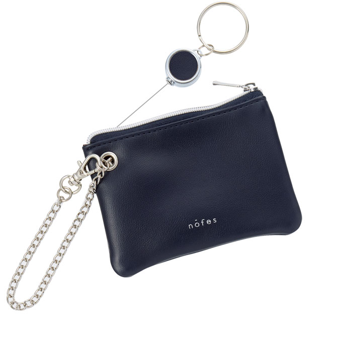 リール付キー＆パスポーチ ミッドナイトネイビー