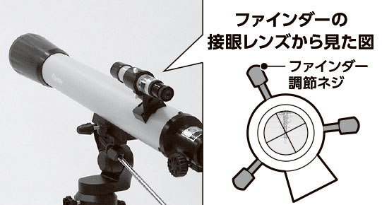 望遠鏡とファインダーの調節