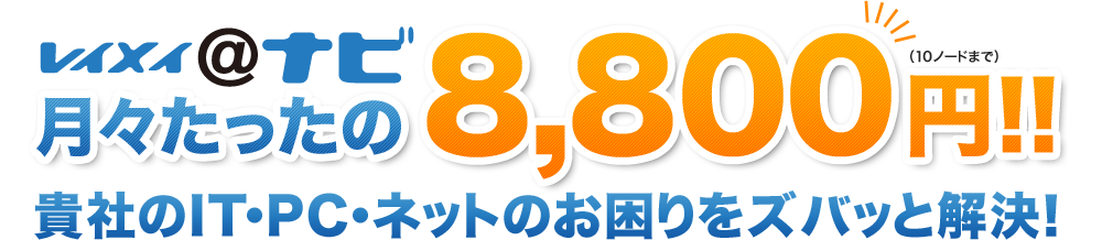 レイメイ＠ナビは月々たったの8,800円（10ノードまで）