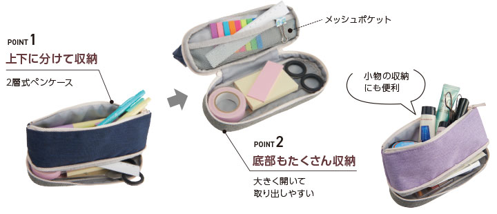 2レイヤーペンケース